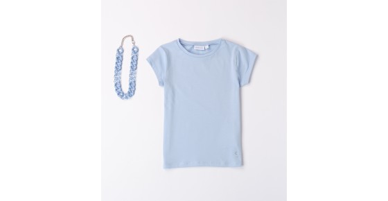 maglia maglietta manica corta t-shirt cotone blu azzurro bambina ragazza collezione primavera estate sarabanda abbigliamento bambini i piccoli tesori ariano irpino grottaminarda mirabella eclano vendita online