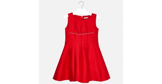 vestina tafetan vestito vestitino festa elegante fondo rosso strass collana strassata scollato ragazza bimba bambina mayoral i piccoli tesori shop online